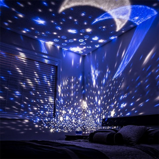 Value Hut™ 360° Rotating Star & Moon Projector Lamp – Calming Night Light for Kids, Baby Room & Gifts