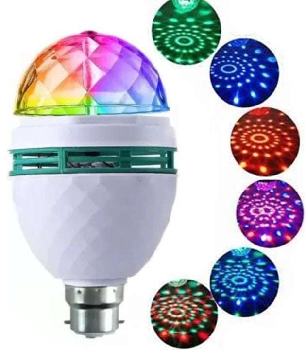 360° Rotating Multi-Color LED Disco Light Bulb | 50W | B22 Base | Home, Temple & Party Decoration