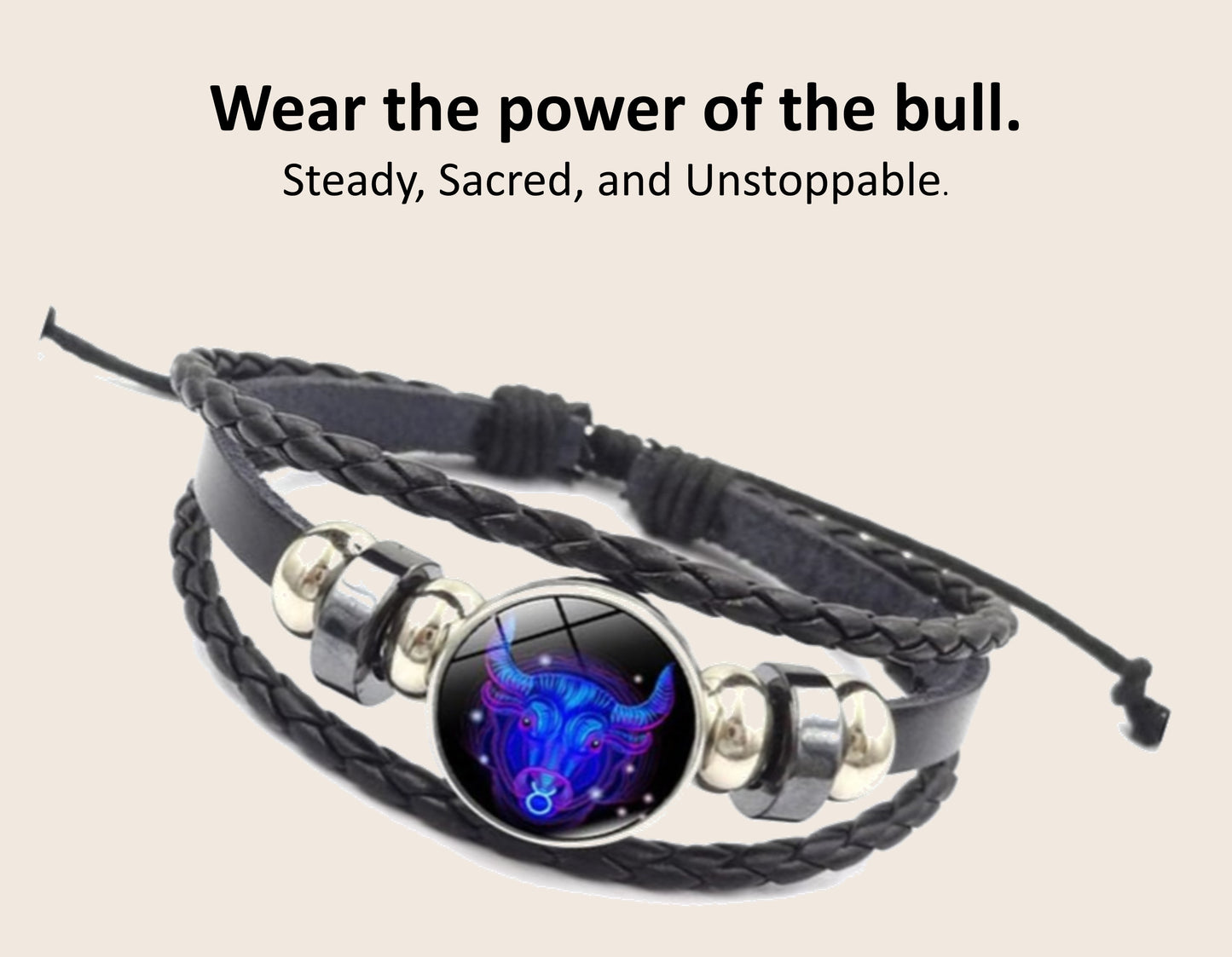 Zodiac Guardian Leather Bracelets โ All 12 Zodiac Signs | Adjustable Unisex Spiritual Bracelets