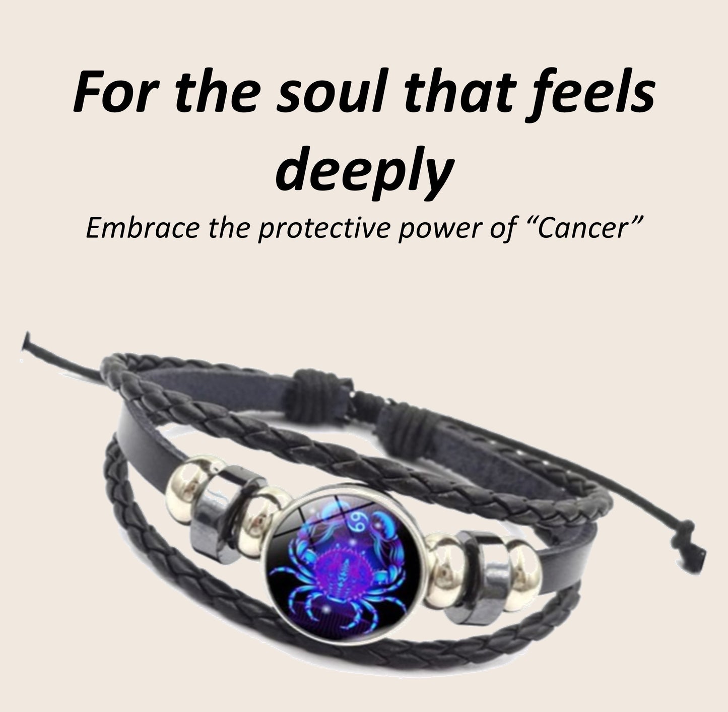 Zodiac Guardian Leather Bracelets โ All 12 Zodiac Signs | Adjustable Unisex Spiritual Bracelets
