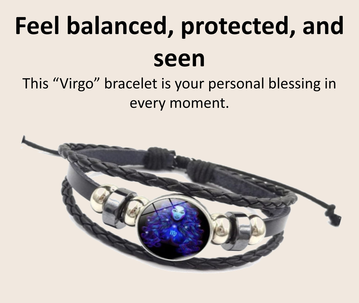 Zodiac Guardian Leather Bracelets โ All 12 Zodiac Signs | Adjustable Unisex Spiritual Bracelets