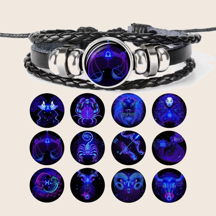 Zodiac Guardian Leather Bracelets – All 12 Zodiac Signs | Adjustable Unisex Spiritual Bracelets