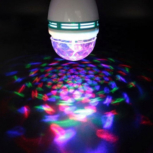 360° Rotating Multi-Color LED Disco Light Bulb | 50W | B22 Base | Home, Temple & Party Decoration