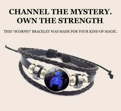 Zodiac Guardian Leather Bracelets – All 12 Zodiac Signs | Adjustable Unisex Spiritual Bracelets
