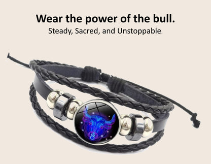 Zodiac Guardian Leather Bracelets – All 12 Zodiac Signs | Adjustable Unisex Spiritual Bracelets