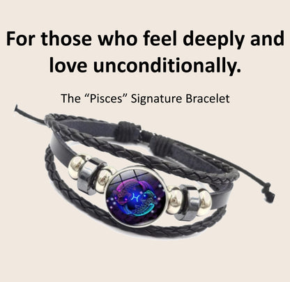 Zodiac Guardian Leather Bracelets – All 12 Zodiac Signs | Adjustable Unisex Spiritual Bracelets