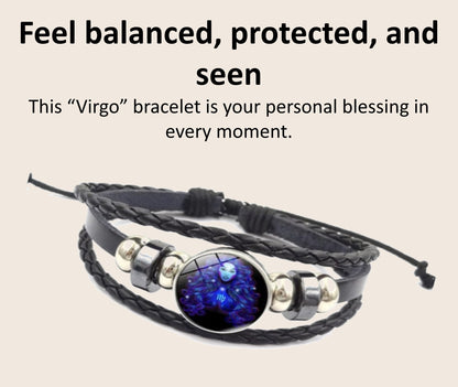 Zodiac Guardian Leather Bracelets – All 12 Zodiac Signs | Adjustable Unisex Spiritual Bracelets